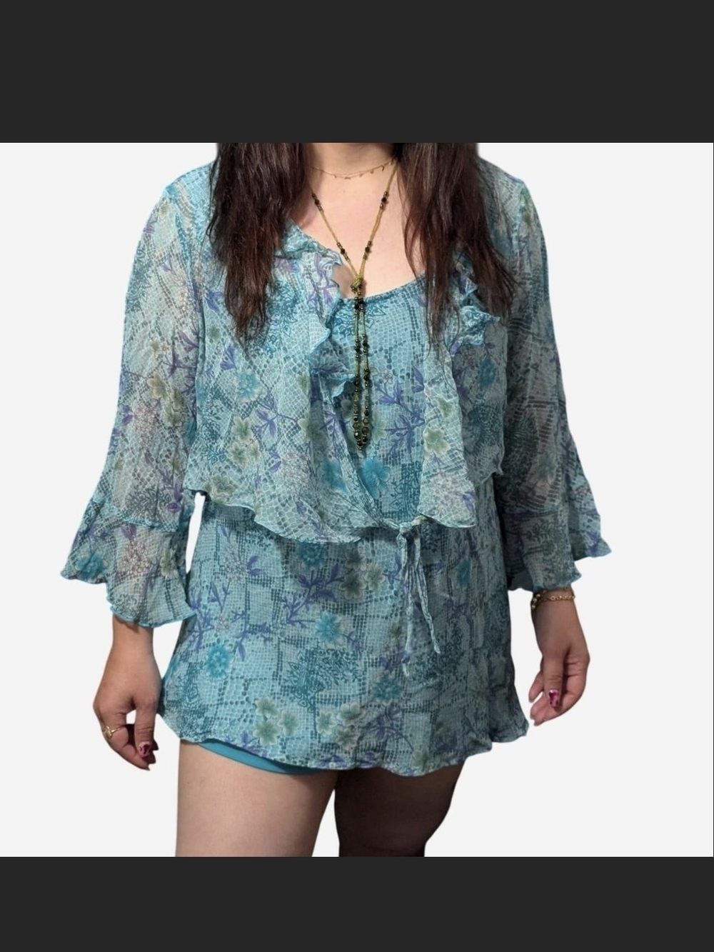 Aqua Blue New York Design Co Blouse And Shrug 1x